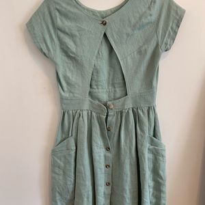 Kenny Silk Linen Pocket Dress